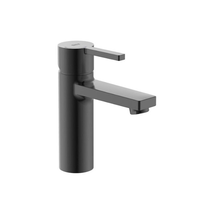 Grifo de lavabo monomando con diseño corto en acabado negro titanio cepillado Naia Roca