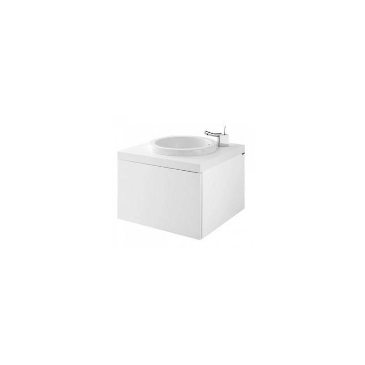 Móvel com bancada para lavatório de 90 cm fabricado em MDF com acabamento de cor branco WCA Unisan Sanindusa