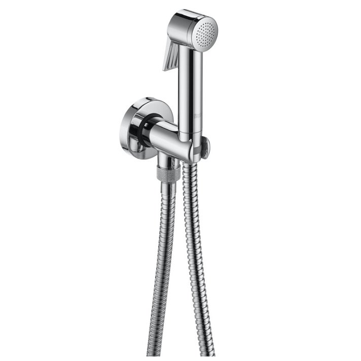 Roca Be Fresh wall-mounted bidet shower set with one outlet in a chrome finish