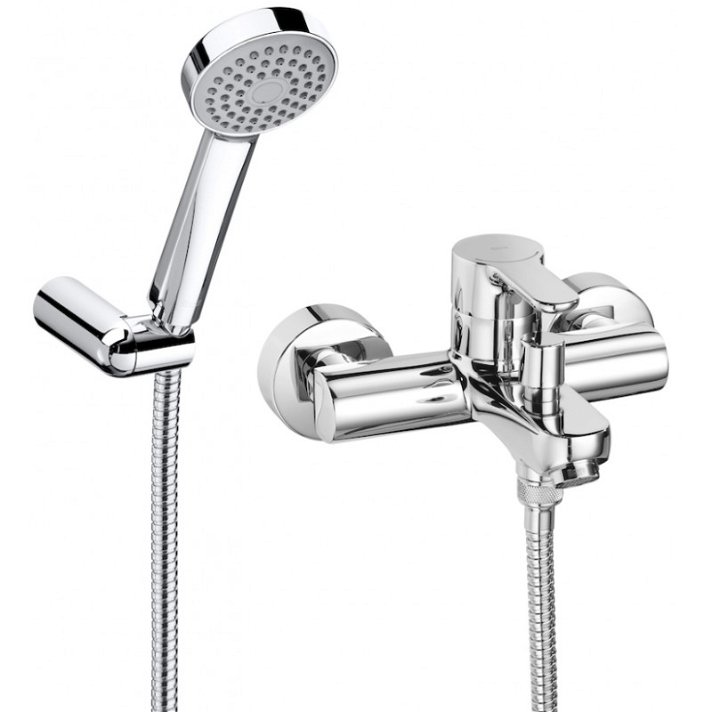Roca L20 exposed shower-bath tap 21.7cm with a chrome finish