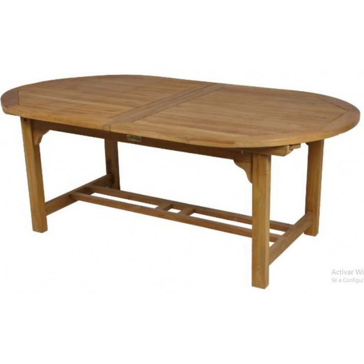 Table extensible d'extérieur ovale de teck naturel IberoDepot