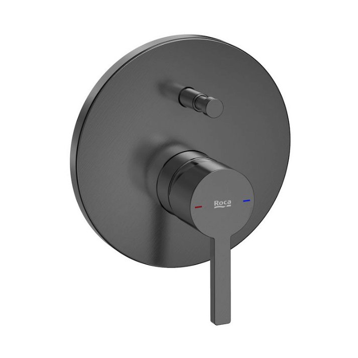 Mezclador para baño-ducha empotrable de 16cm de diámetro en negro titanio cepillado Naia Roca