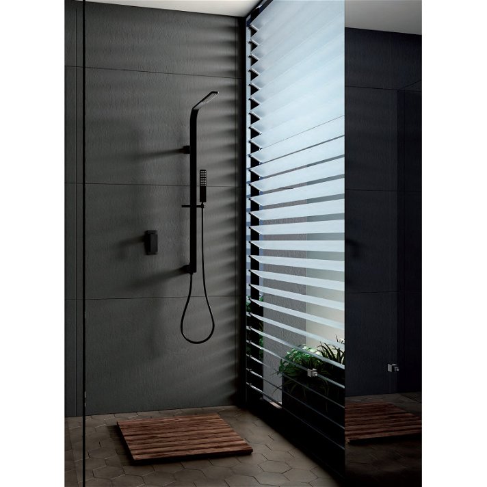 Conjunto de ducha empotrado de diseño moderno con un acabado negro mate Bahamas Imex