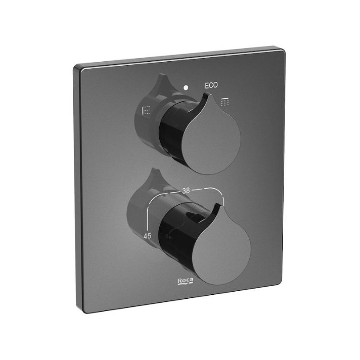 Grifo termostático empotrable para ducha con un acabado en color negro titanio Insignia Roca