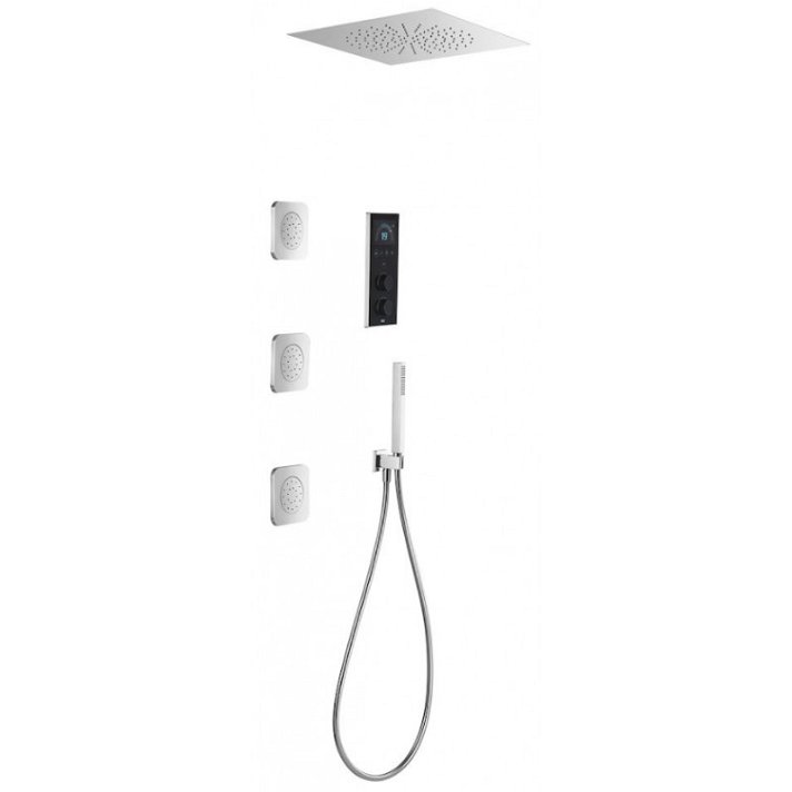 Conjunto de ducha electronica para pared con 3 vías en acabado color cromo Smart Shower Roca