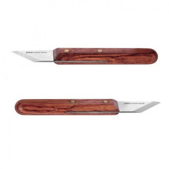 Cuchillo de marcaje izquierda o derecha con mango redondeado en madera de bubinga Pfeil