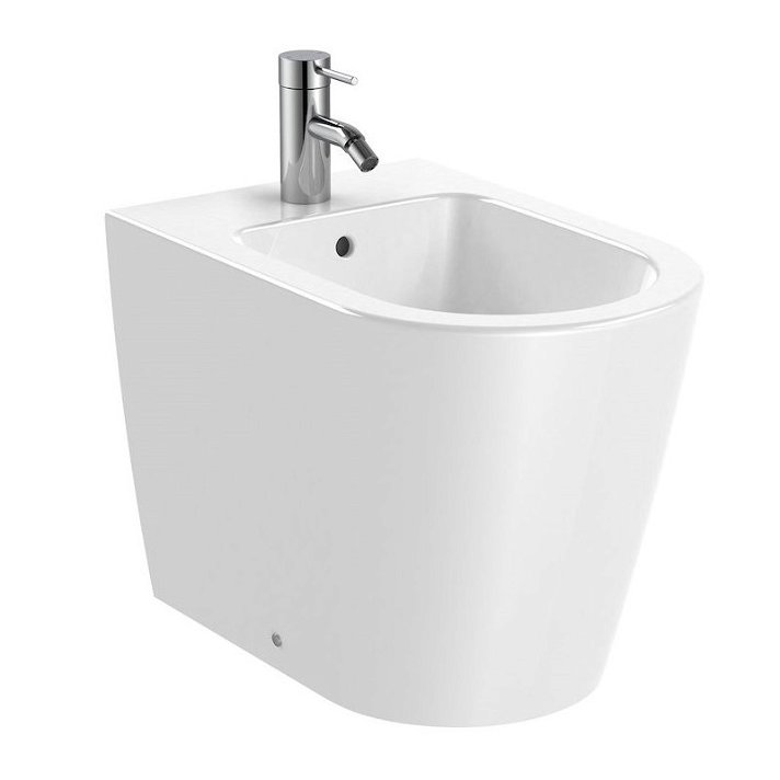 Roca Inspire Round white porcelain bidet with one taphole 37cm