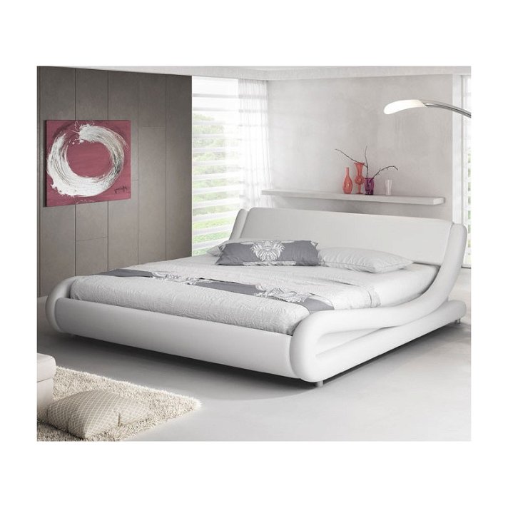 Estructura de cama blanca de diseño en diferentes medidas modelo Piccione Domensino