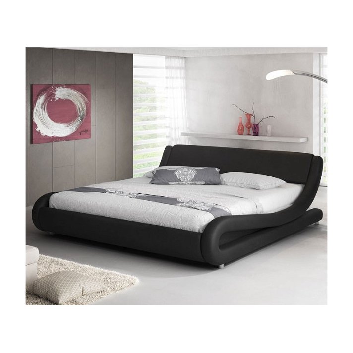 Estructura de cama negra de diseño Piccione Domensino