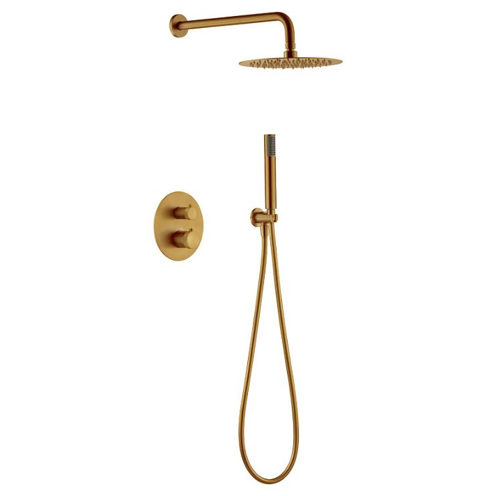 Conjunto termostático para duches de cor ouro escovado Line Imex