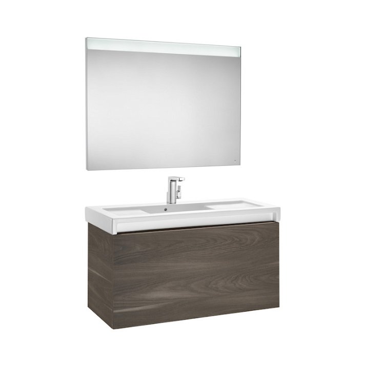 Mueble de baño con lavabo y espejo LED 110cm Yosemite Stratum Roca