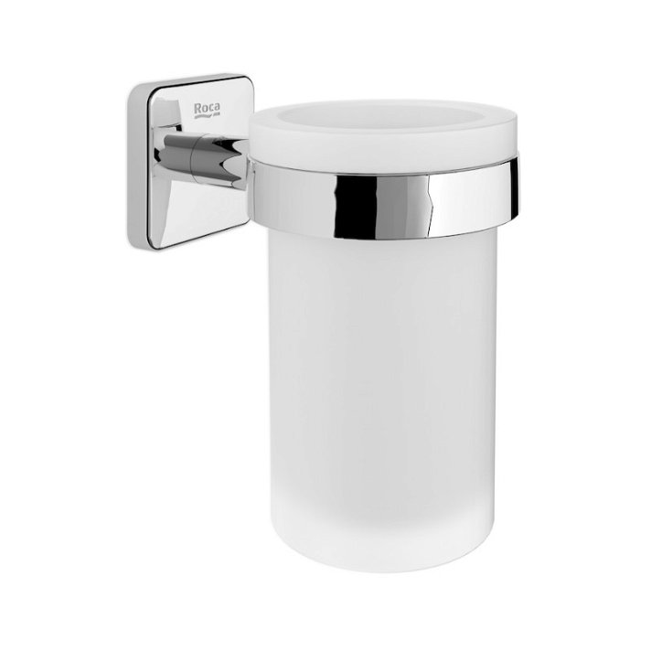 Roca Victoria wall-mounted tumbler holder and tumbler made of metal and glass 7.6cm