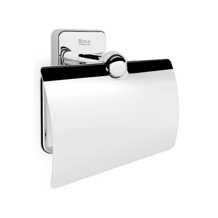 Porta carta igienica con coperchio di 13,2 cm fabbricato in metallo con finitura lucida Victoria Roca