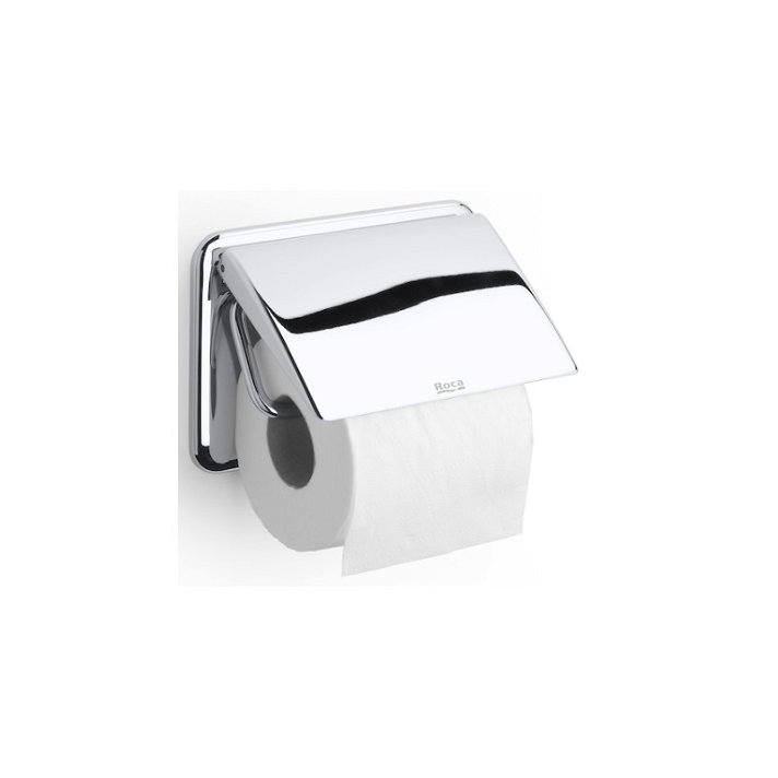 Porta carta igienica con coperchio di 15,3 cm fabbricato in metallo con finitura lucida Hotels 2.0 Roca