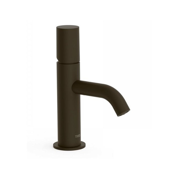 Grifo monomando para lavabo con caño de 14 cm fabricado de latón con acabado de color negro bronce Study TRES