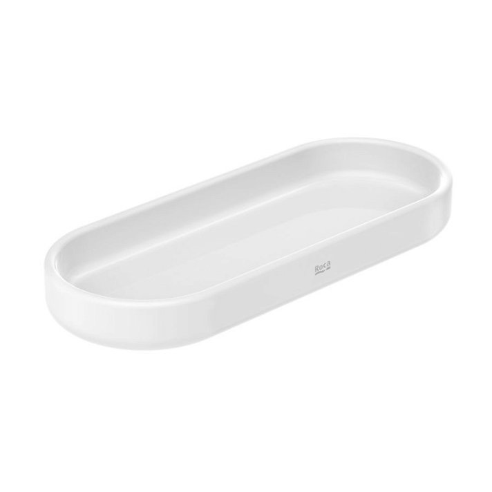 Bandeja porta objetos para casa de banho fabricado em porcelana com forma oval de cor branca 30 Onda Roca