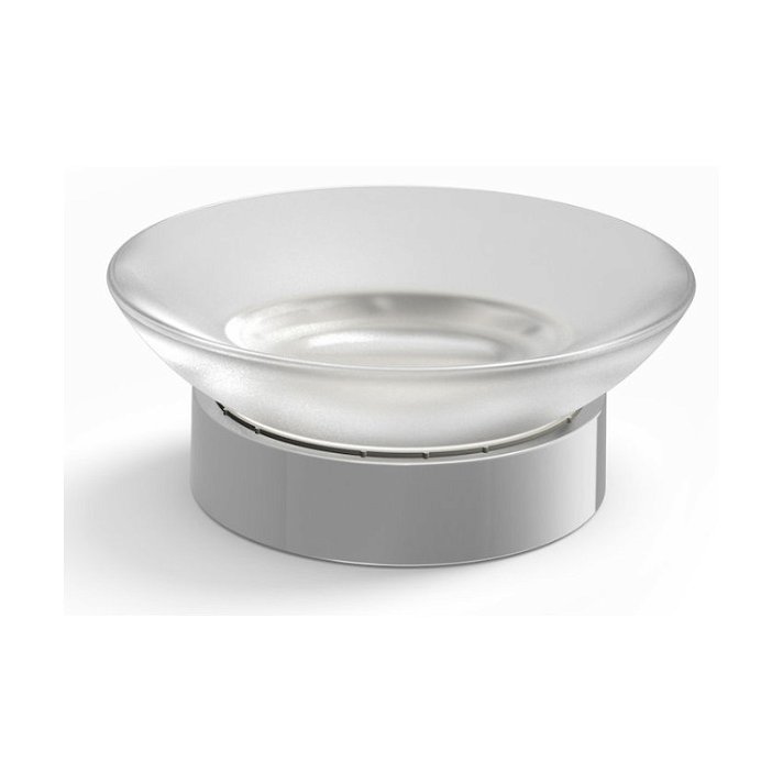 Porte-savon à poser de 10,5 cm en métal et en verre avec finition chromée Twin Roca