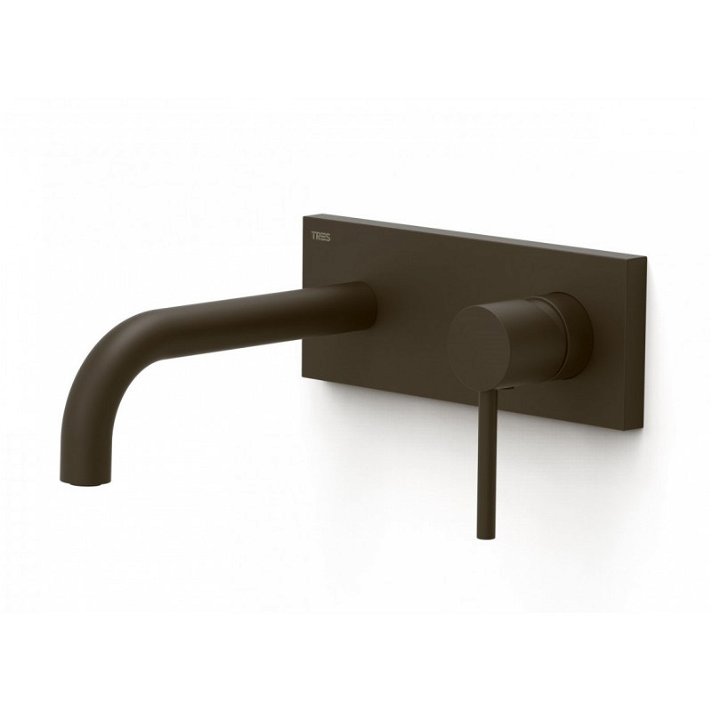 Robinet mitigeur pour lavabo à encastrer avec bec de 18 cm finition de couleur noir bronze Study TRES