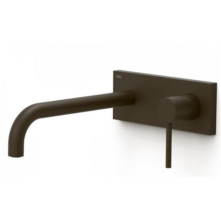 Grifo monomando de lavabo para empotrar con caño de 24 cm con acabado de color negro bronce Study TRES