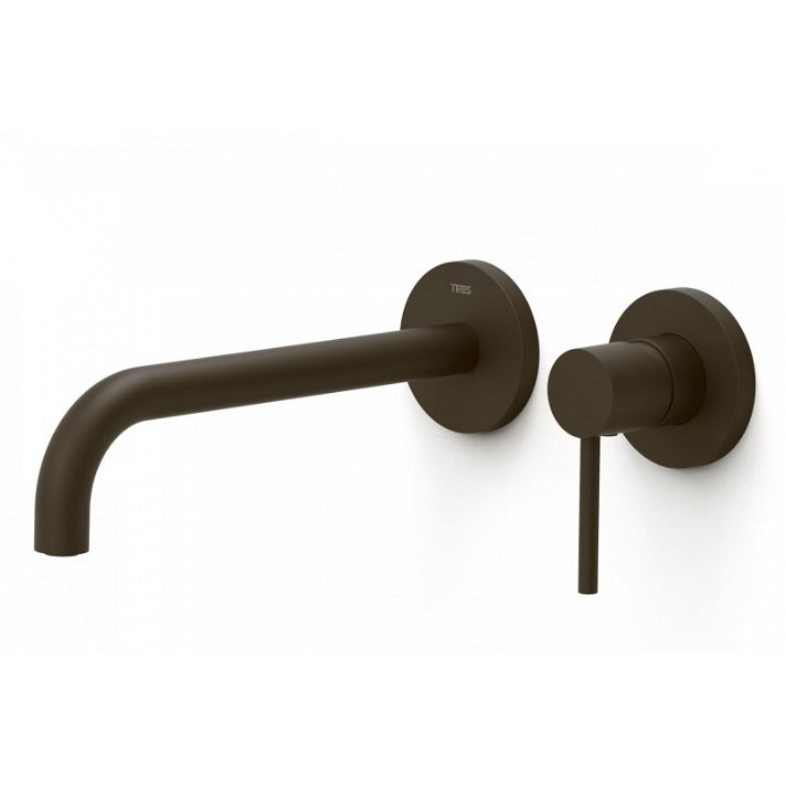 Robinet mitigeur pour lavabo avec bec de 23 cm fabriqué en laiton avec finition de couleur noir bronze Study TRES