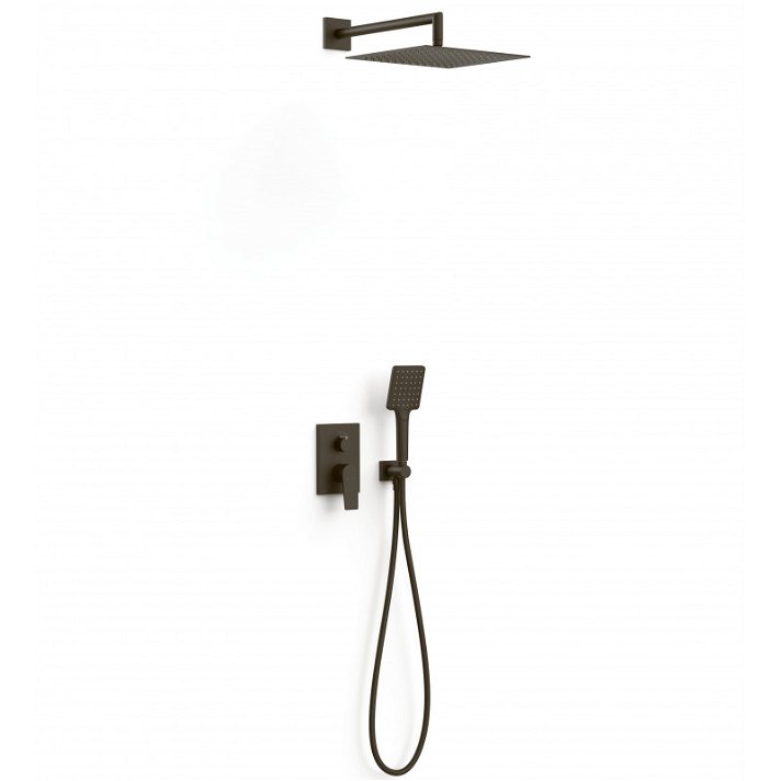 Kit de ducha empotrado de 2 vías con 3 tipos de chorros negro bronce Project TRES