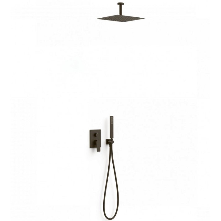 Kit doccia da incasso monocomando con 2 vie intercambiabili di colore nero bronzo Project TRES