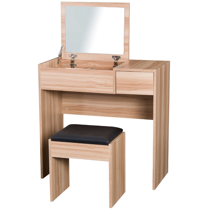 Mesa de toucador de maquilhagem 2 em 1 com banco madeira HomCom