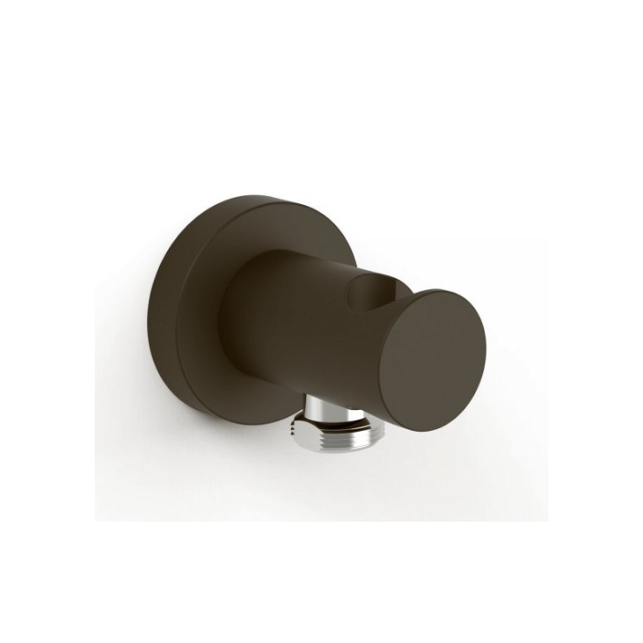 Support rond et fixe pour pommeau de douche et flexible noir et bronze TRES