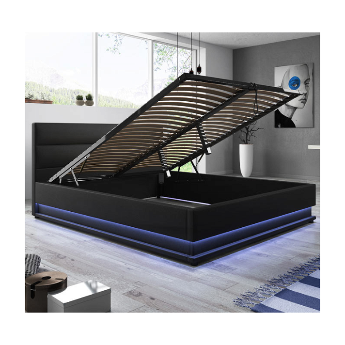 Estructura de cama negra con canapé Naomi Domensino