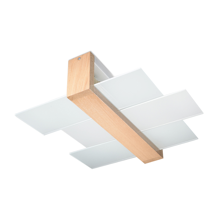 Plafón de techo fabricado en vidrio y madera con un acabado natural Feniks 2 Sollux