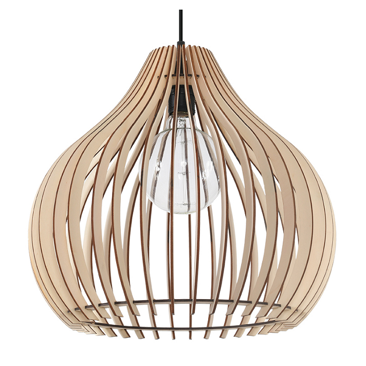 Lámpara colgante con un diseño clásico fabricada en madera de acabado natural Aprilla Sollux