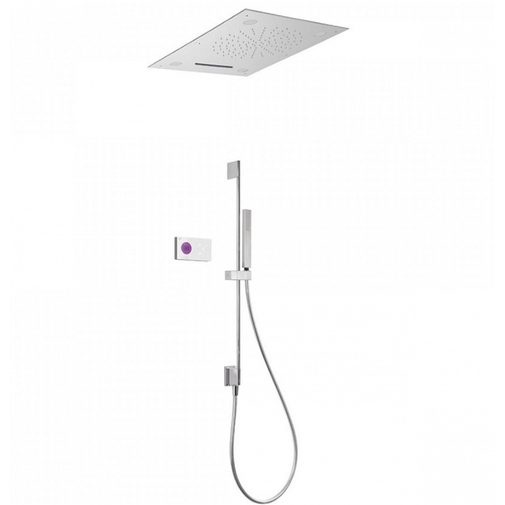 Kit de ducha termostático electrónico con barra deslizante 65x50 Shower Technology TRES