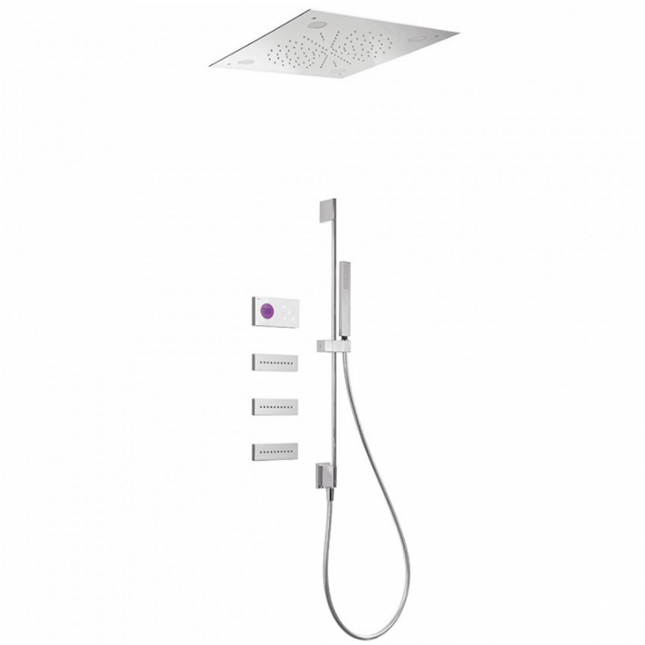 Kit de ducha termostático electrónico con barra deslizante Cromoterapia Shower Technology TRES