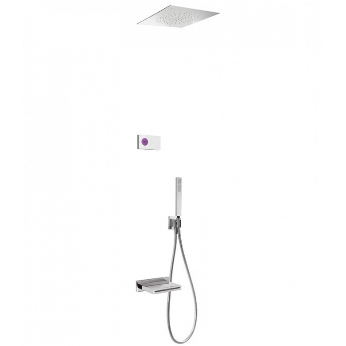 Kit bañera-ducha termostático electrónico caño cascada 38x38 Shower Technology TRES