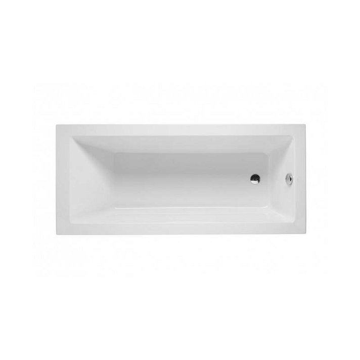 Bañera rectangular de 180x80 cm de acrílico con un acabado en color blanco Vértice Unisan