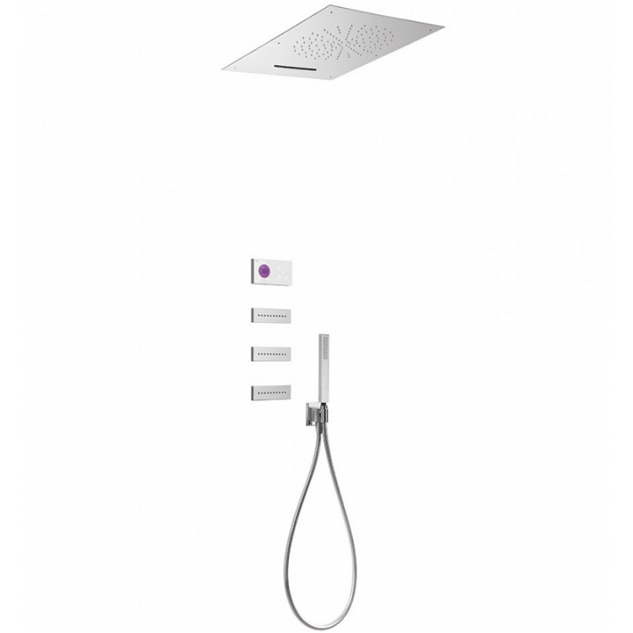 Kit ducha termostático electrónico con rociador de 65x50 cm 4 vías con soporte Shower Technology TRES