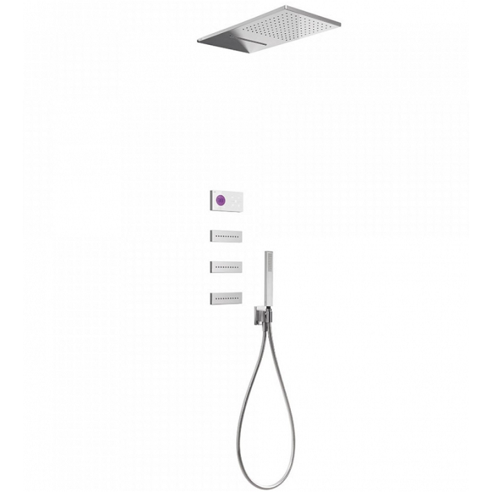 Kit de douche thermostatique électronique à 4 voies avec finition chromée Shower Technology TRES