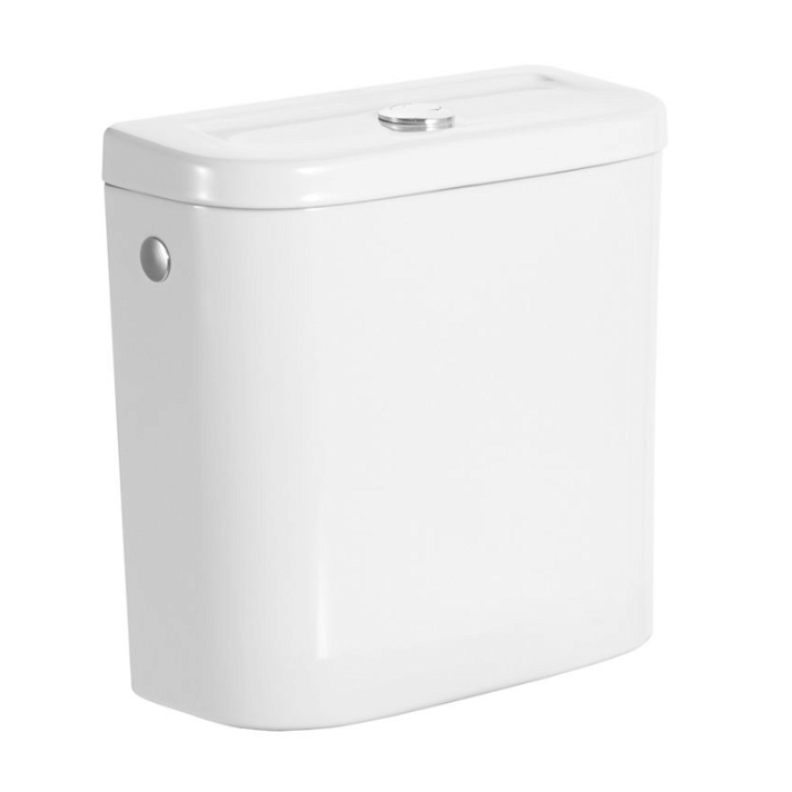 Cisterna con sistema de doble descarga y toma lateral de 38 cm con acabado en color blanco Access Roca
