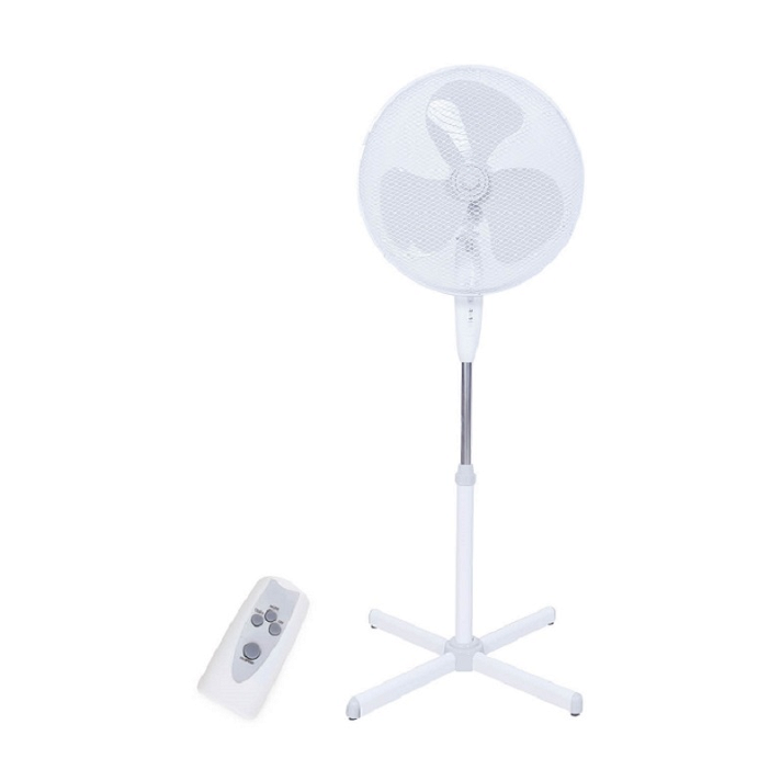 Ventilatore a pavimento con telecomando a 3 velocità e 2 posizioni regolabili in colore bianco GSC