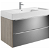 Mueble de baño con lavabo y dos cajones de 100 cm de ancho color roble y espejo fumato Inspira Roca