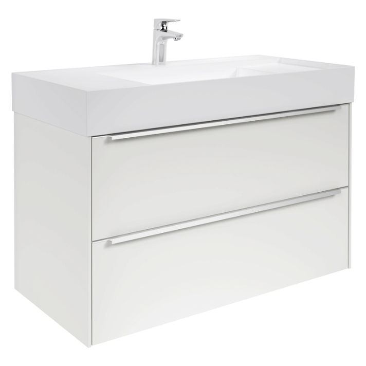 Meuble de salle de bains avec plan vasque et deux tiroirs de 100 cm couleur blanche Inspira Roca