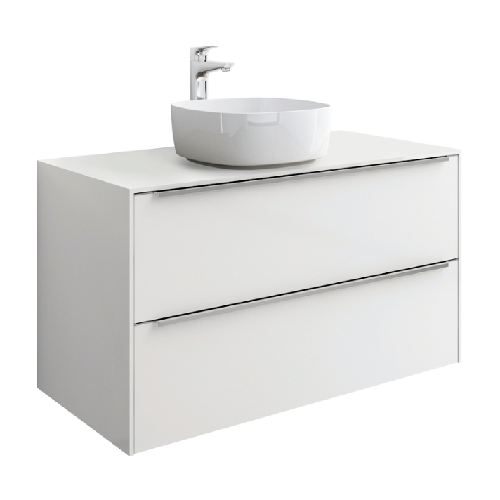 Mueble con lavabo sobre encimera de 100 cm de ancho color blanco Inspira Square Roca