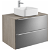 Mueble de baño con lavabo sobre encimera de 80 cm de ancho color roble y espejo Inspira Square Roca