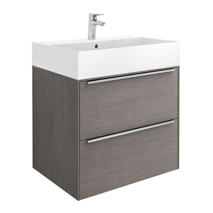 Mueble de baño con lavabo y dos cajones de 60 cm de ancho color roble Inspira Roca
