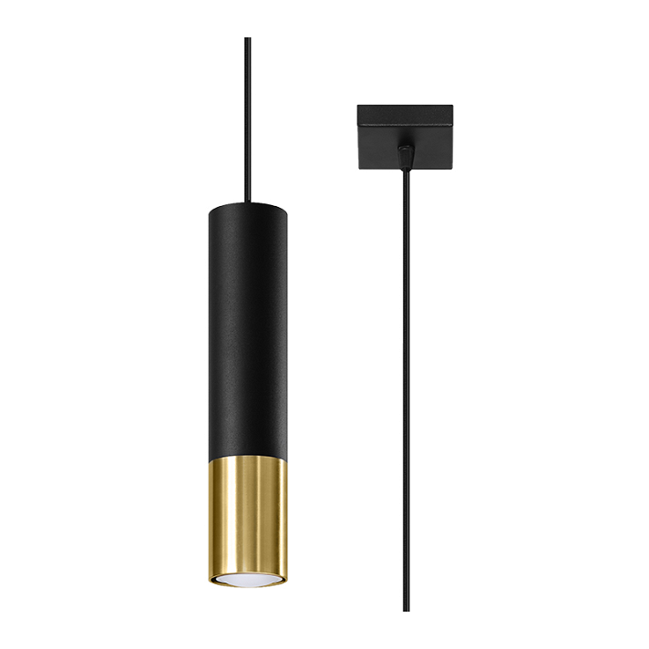 Aplique para pared con un diseño minimalista en color negro y dorado Loopez 1 Sollux