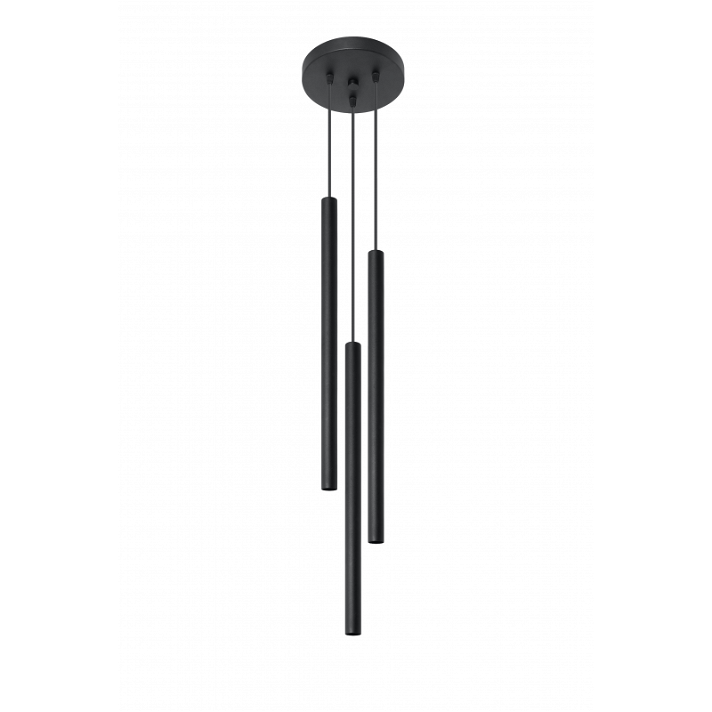 Lámpara colgante de diseño moderno fabricada en acero de color negro Pastelo 3P Sollux