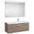 Meuble de salle de bains avec plan vasque et rebord de 110 cm couleur frêne et blanc Pack Prisma Roca