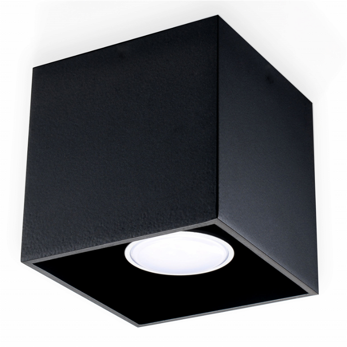 Lámpara colgante de diseño cúbico fabricado en aluminio de color negro Quad 1 Sollux