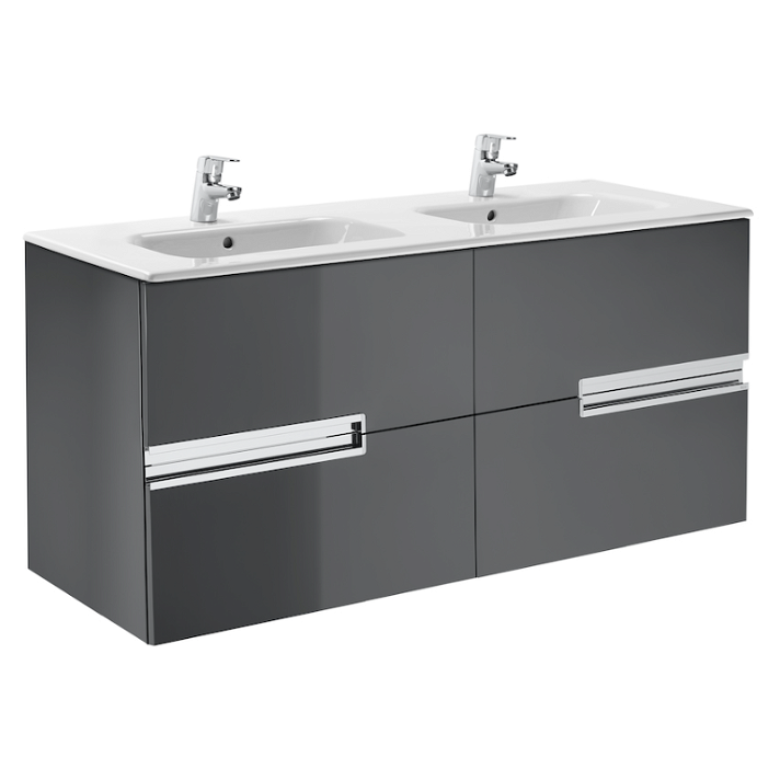 Meuble de salle de bains avec plan vasque et 4 tiroirs de 120 cm couleur grise Unik Victoria-N Roca