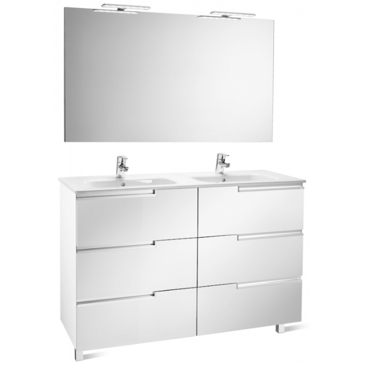 Ensemble de salle de bains avec six tiroirs et double vasque de 120 cm couleur blanche Victoria-N Roca